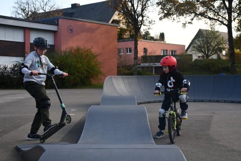 Two kids at the pump track